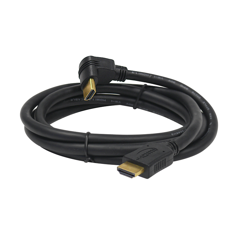 HDMI cable angled plug-plug 1.5m gold-plated contacts - black
