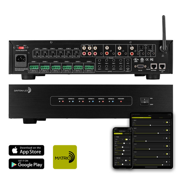300-985_HR_0-default Dayton Audio DAX88 8-Quellen 8-Zonen Multi-Room APP gesteuerter verteilter Audio-Matrix-Verstärker