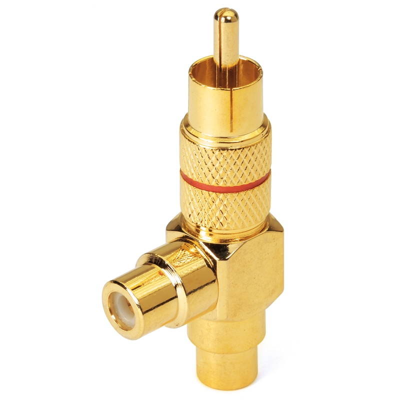 Cinchkupplung Stecker-2 x Buchse rot vergoldet Dynavox