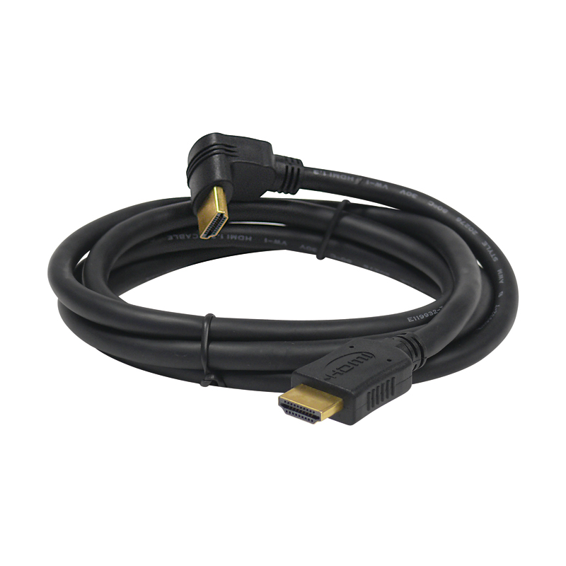 HDMI cable angled plug-plug 3.0m contacts gold-plated - black