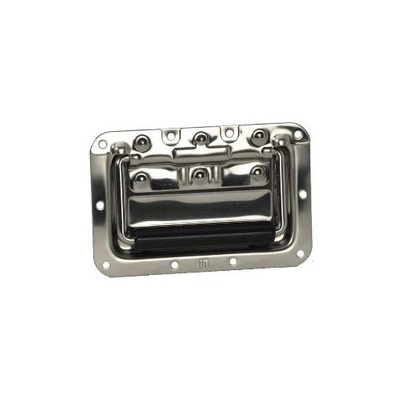 34082S_1 Klappgriff mittel gefedert in Einbauschale Edelstahl 8 mm tief
