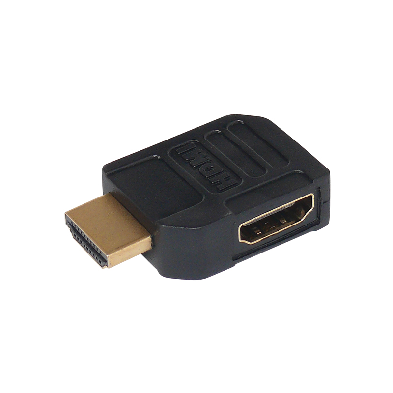 HDMI 90° angled plug with gold contacts outlet to the right