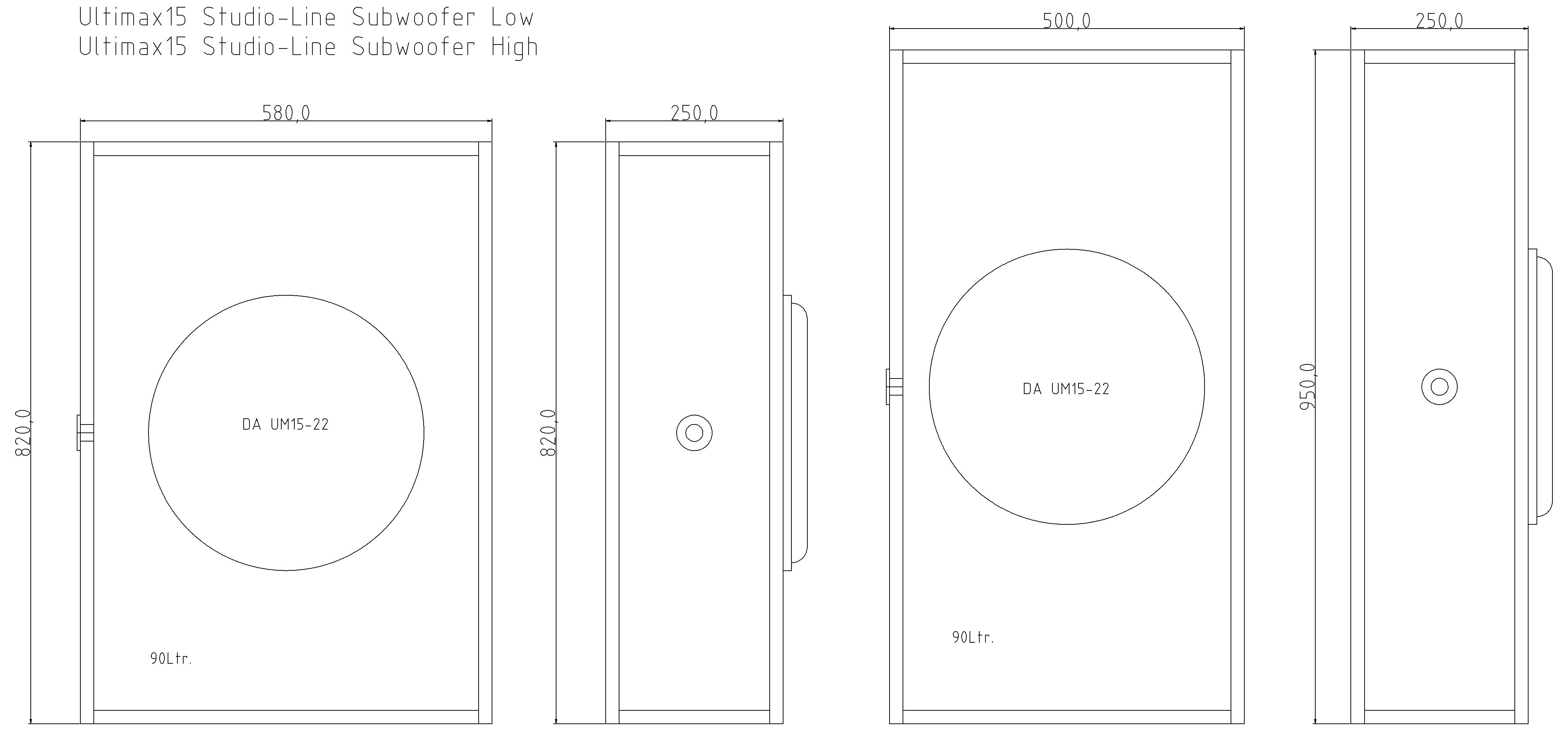 Ultimax15 Studio-Line Subwoofer High Gehäusebausatz
