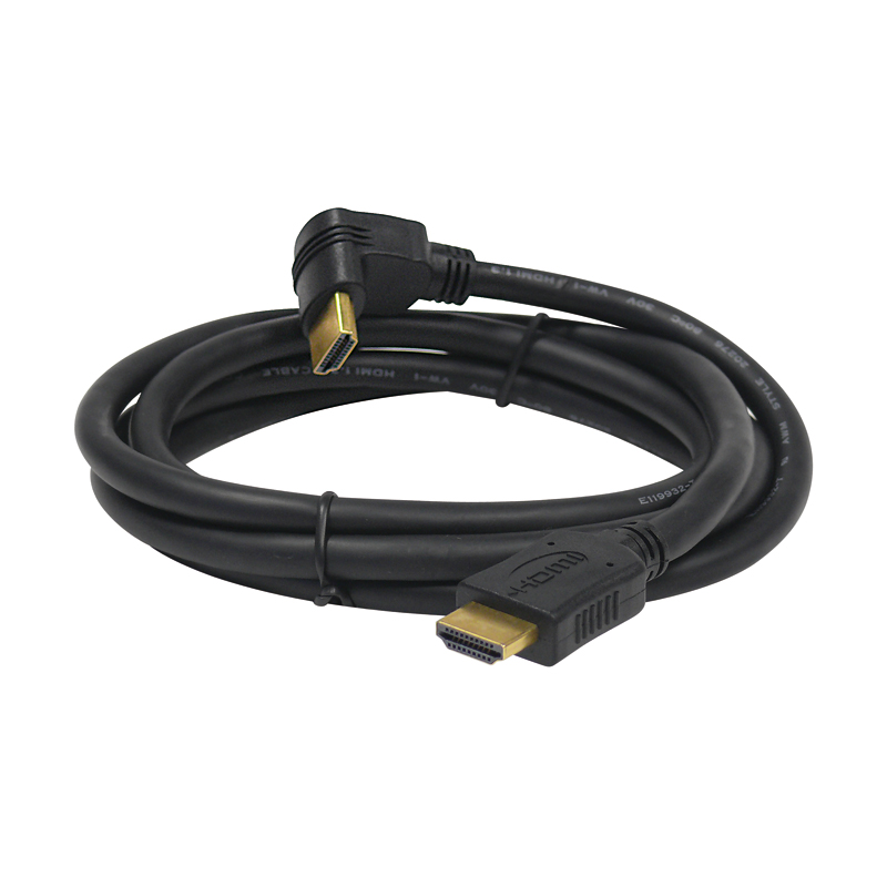 HDMI cable angled plug-plug 1.0m contacts gold-plated - black