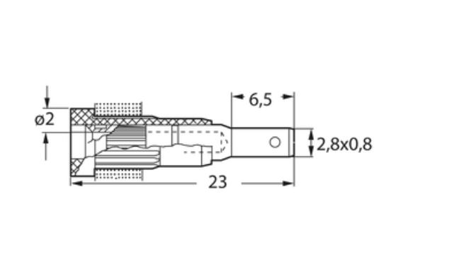 Buches-EB2-Schwarz_Zeichnung 2mm Banane Buchse Schwarz