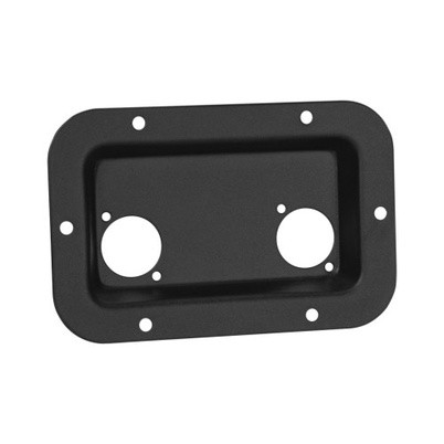 Stahl Einbauplatte für 2 x universal D-Type Buchsen, schwarz